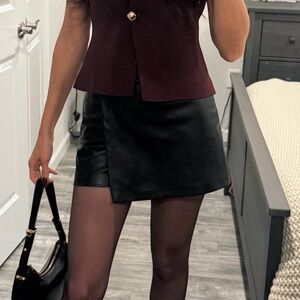 Zara Black Leather Skort